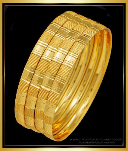 BNG494 - 2.6 Size Traditional Gold Bangle Designs Bridal Wear 4 Bangles Set Best Price Buy Online