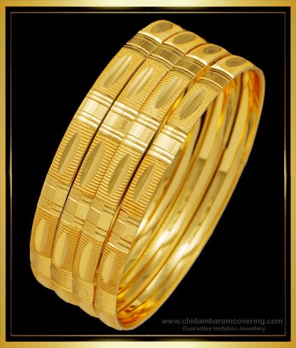 BNG495 - 2.6 Size New Model Gold Bangle Designs 4 Bangles Set for Daily Use