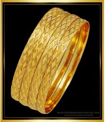 BNG505 - 2.6 Size Latest Daily Wear Diamond Cut Bangles Design 4 Pieces Set for Women