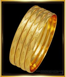 BNG506 - 2.6 Size Fancy Gold Bangles Design Daily Wear Diamond Cut Set Of 4 Pieces Bangles