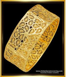 BNG513 - 2.6 Size Gold Look Kada Bangle One Gram Gold Single Broad Bangle Design for Ladies