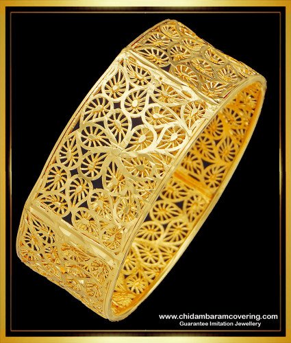 BNG513 - 2.8 Size Gold Look Kada Bangle One Gram Gold Single Broad Bangle Design for Ladies