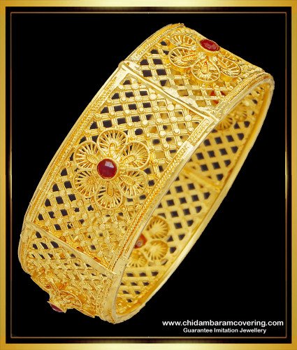 BNG515 -2.8 Size Bridal Wear Gold Plated Flower Design Stone Kada Bangle Buy Online