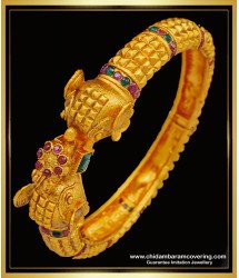 BNG520 -2.8 Size Premium Quality Temple Jewellery Elephant Screw Type Open Kada Bangle