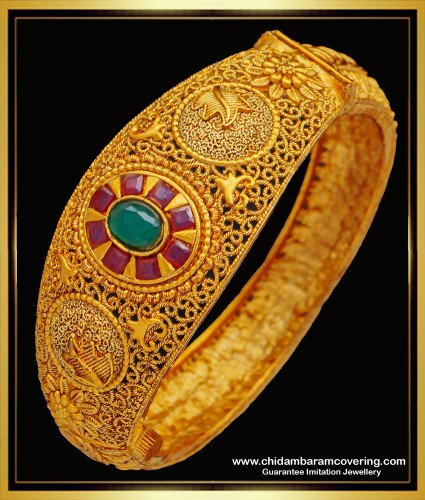 BNG521 -2.6 Size Premium Quality Latest Temple Jewellery Single Kada Screw Bangle Online