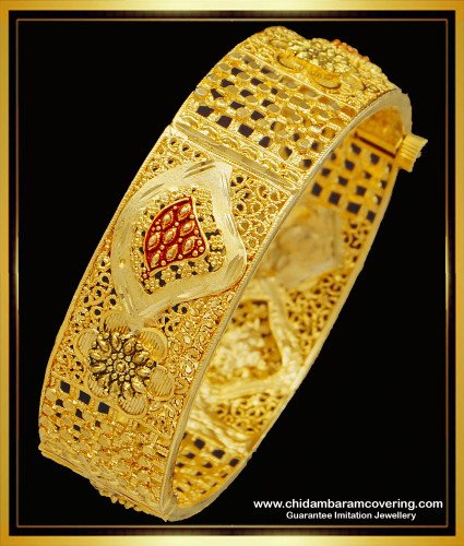BNG526 - 2.6 Size Forming Gold Jewellery Real Gold Look Kada Bangle Design  