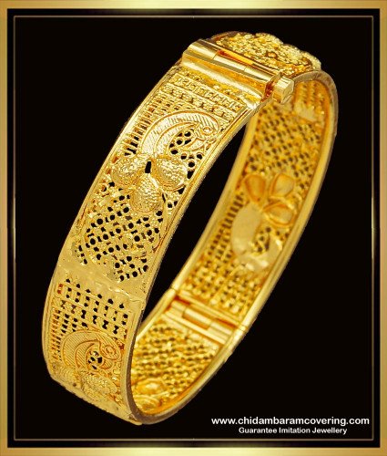 BNG541 -2.6 Size One Gram Gold Plated Peacock Design Screw Type Kada Bangle for Women 