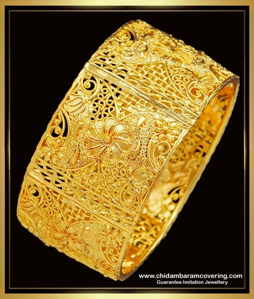 Buy Grand Look Gold Bangles Design Gold Plated Single Kada Wedding ...