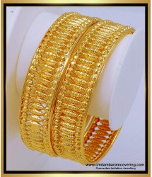 BNG551 - 2.6 Size Latest Light Weight Stunning Gold Broad Gold Bangles Designs for Wedding
