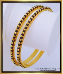 BNG555 - 2.10 Size Beautiful One Gram Gold Daily Use Black Beads Gold Bangles Online