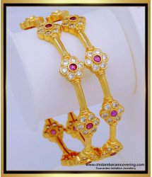 BNG556 - 2.8 Size Panchaloha Bangles Flower Design Stunning Gold Impon Bangles Online Shopping
