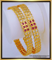 BNG561 - 2.6 Size Attractive Real Gold Design Full Stone Bridal Wear Impon Bangles Online Shopping