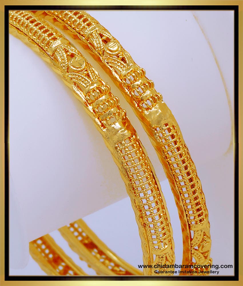 BNG564 - 2.6 Size Pure Gold Plated Jewellery Bridal Wear Bangles Online Shopping India