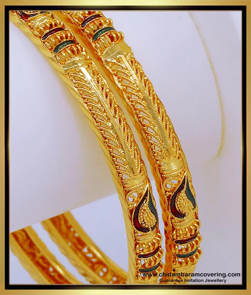 Buy Latest Stunning Gold Bangles Design Enamel Bangles Gold Plated ...
