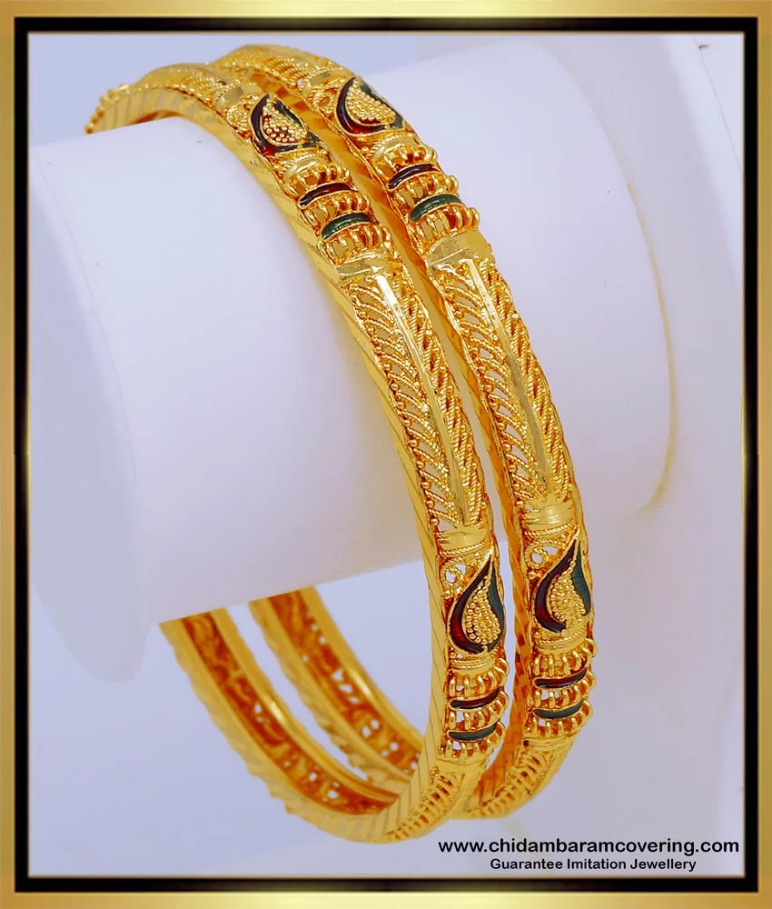 Buy Latest Stunning Gold Bangles Design Enamel Bangles Gold Plated ...