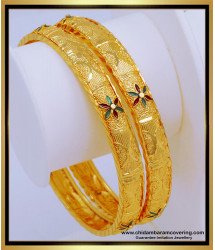 BNG566 - 2.10 Size Latest Flower Design One Gram Gold Plated Bangles Online Shopping 