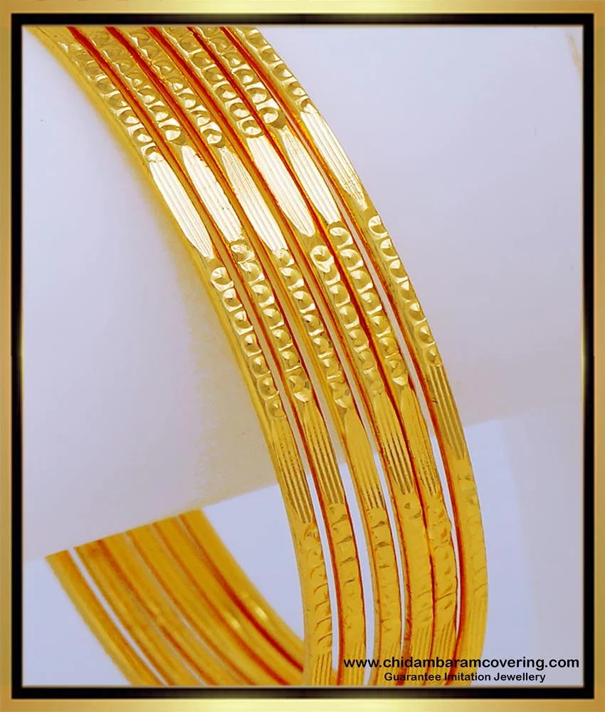 Buy Pure Gold Plated Guarantee Daily Wear Thin Gold Bangles Design ...