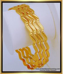 Bng571 - 2.4 Size New Model 1 Gram Gold Zig Zag Bangles Design Light Weight Daily Use Bangles Set