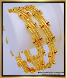 BNG584 - 2.10 Size Pure Gold Plated Enamel Gold Bangles Design for Women 