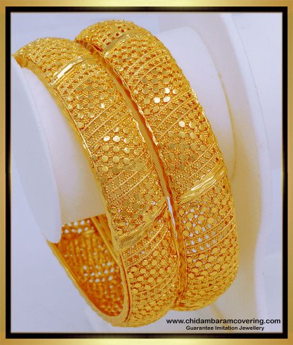 BNG589 - 2.4 Size Traditional Gold Bangles Design Bridal Wear Broad Bangles Design Online
