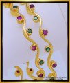 BNG605 - 2.4 Size Unique One Gram Gold Ruby Emerald Stone Thin Curvy Bangles for Girls