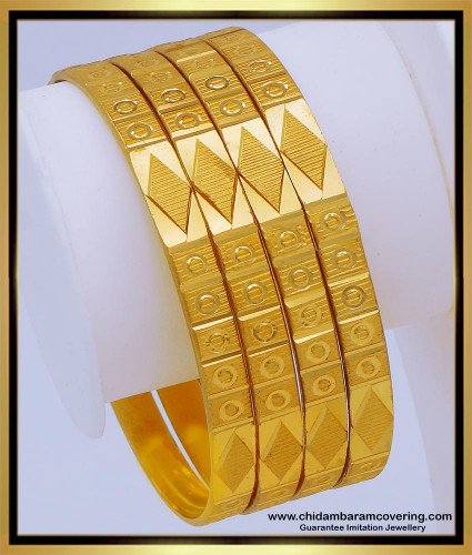 BNG623 - 2.6 Size Attractive Diamond Cut Gold Bangles Design Daily Use Bangles for Women