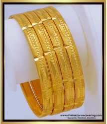 BNG628 - 2.8 Size Traditional Gold Design 4 Bangles Set Artificial Bangles for Daily Use 