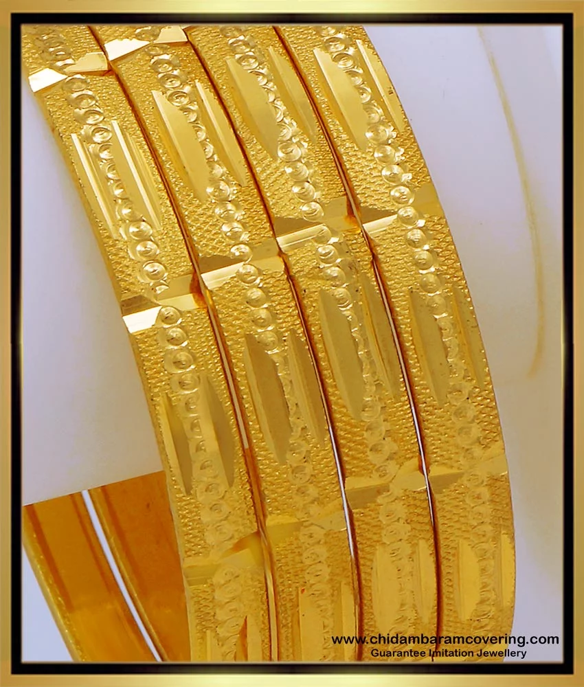 Buy Traditional Gold Design 4 Bangles Set Artificial Bangles for ...
