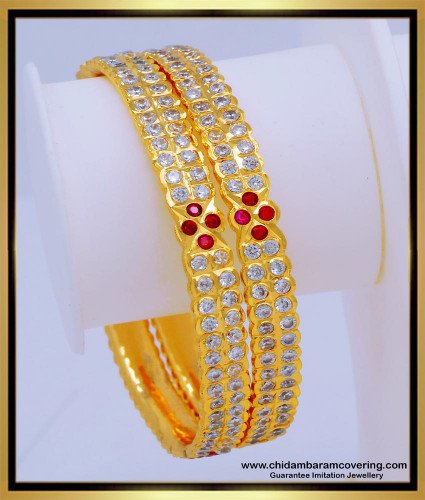 BNG649 - 2.6 Gold Plated Impon Artificial Stone Bangles 