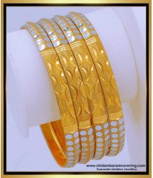 BNG666 - 2.4 Size Latest White Rhodium Gold Design Bangles Set 