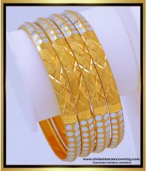BNG667 - 2.6 Size New Wedding Collection White Gold Bangles Designs 