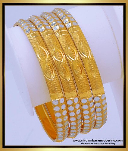 BNG668 - 2.6 Size Beautiful Shiny White Gold Bangle Designs Online 