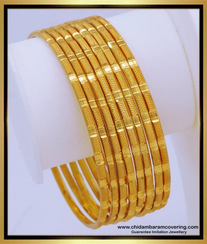 BNG669 - 2.4 Size 1 Gram Gold Jewellery Simple Gold Bangles for Daily Use