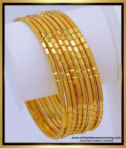BNG672 - 2.4 Size Attractive Daily Wear Plain 1 Gram Gold Bangles Online