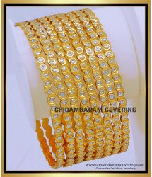 BNG673 - 2.8 Size Bridal Wear White Gold Bangles Design Set Online