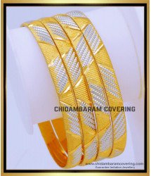 BNG676 - 2.4 Size Unique White Gold Bangles Designs for Ladies