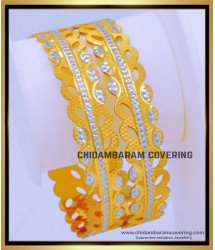 BNG678 - 2.6 Size Latest Gold Rhodium Bangles Design Imitation Jewellery
