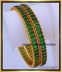 BNG692 -2.8 Size Elegant Emerald Kemp Stone Bangles Gold Design Online