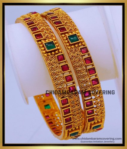 BNG695 -2.8 Size First Quality Latest Antique Gold Bangles Designs Online
