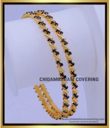 BNG720 - 2.6 Size Elegant One Gram Gold Thin Black Bangles Set Online