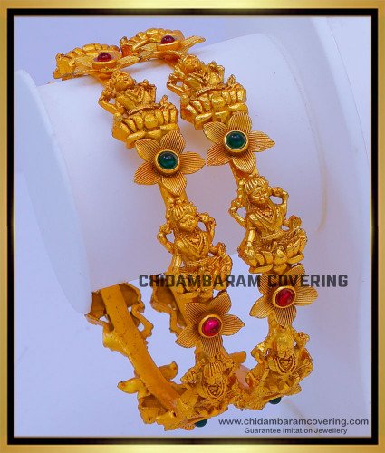 BNG723 -2.10 Size Buy Temple Jewellery Antique Lakshmi Bangles Design 