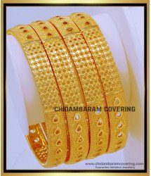BNG735 - 2.10 Size Bridal Wear Designer Gold Plated Bangles for Daily Use 