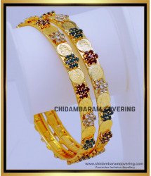 BNG738 - 2.8 Size Gold Plated Ad Stone Lakshmi Coin Bangles Online
