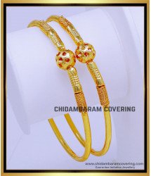 BNG757 - 2.6 Size 1 Gram Gold Bangles Daily Wear Simple Design Online