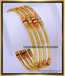 BNG766 - 2.6 Size Beautiful One Gram Gold Plated Enamel Bangles Set Online