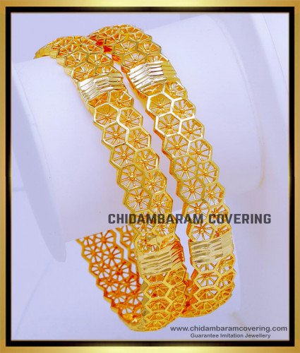 BNG771 - 2.10 Size Wedding Bridal Gold Bangles Design 1gm Gold Bangles
