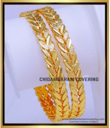 BNG772 - 2.6 Size Latest Leaf Design Gold Plated Bangles for Daily Use