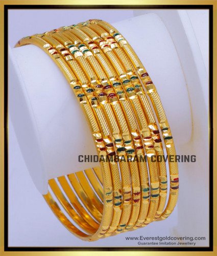 BNG786 - 2.8 Enamel Bangles Gold Design Daily Wear Bangles Online
