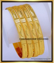 BNG797 - 2.10 Real Gold Design Gold Plated Artificial 4 Bangles Set