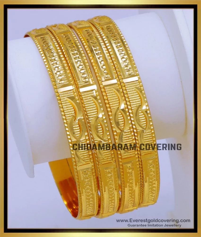 Buy Latest Collection Gold Plated Flower Pattern Gold Bangles Design Online